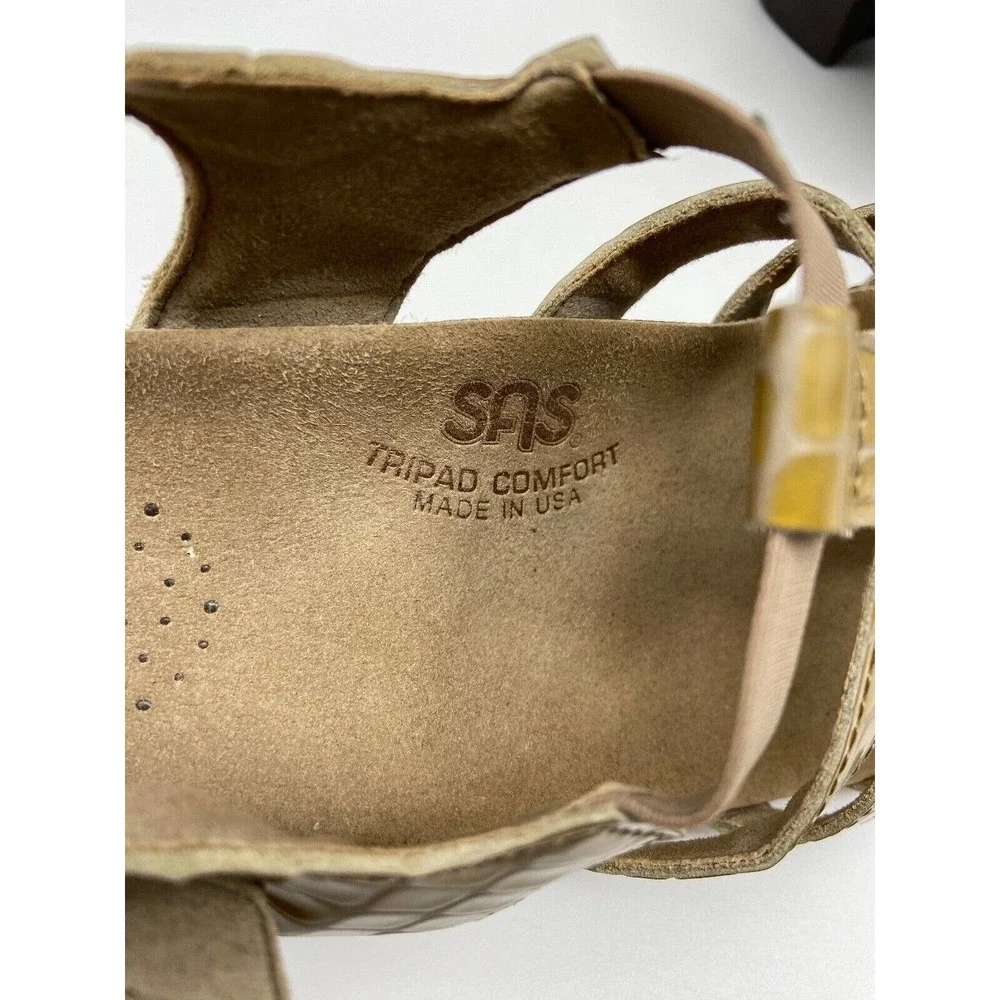 SAS Sandals Sz 8.5 Tripad Comfort Mustard Yellow Snake Skin Sling Back‎ Shoes